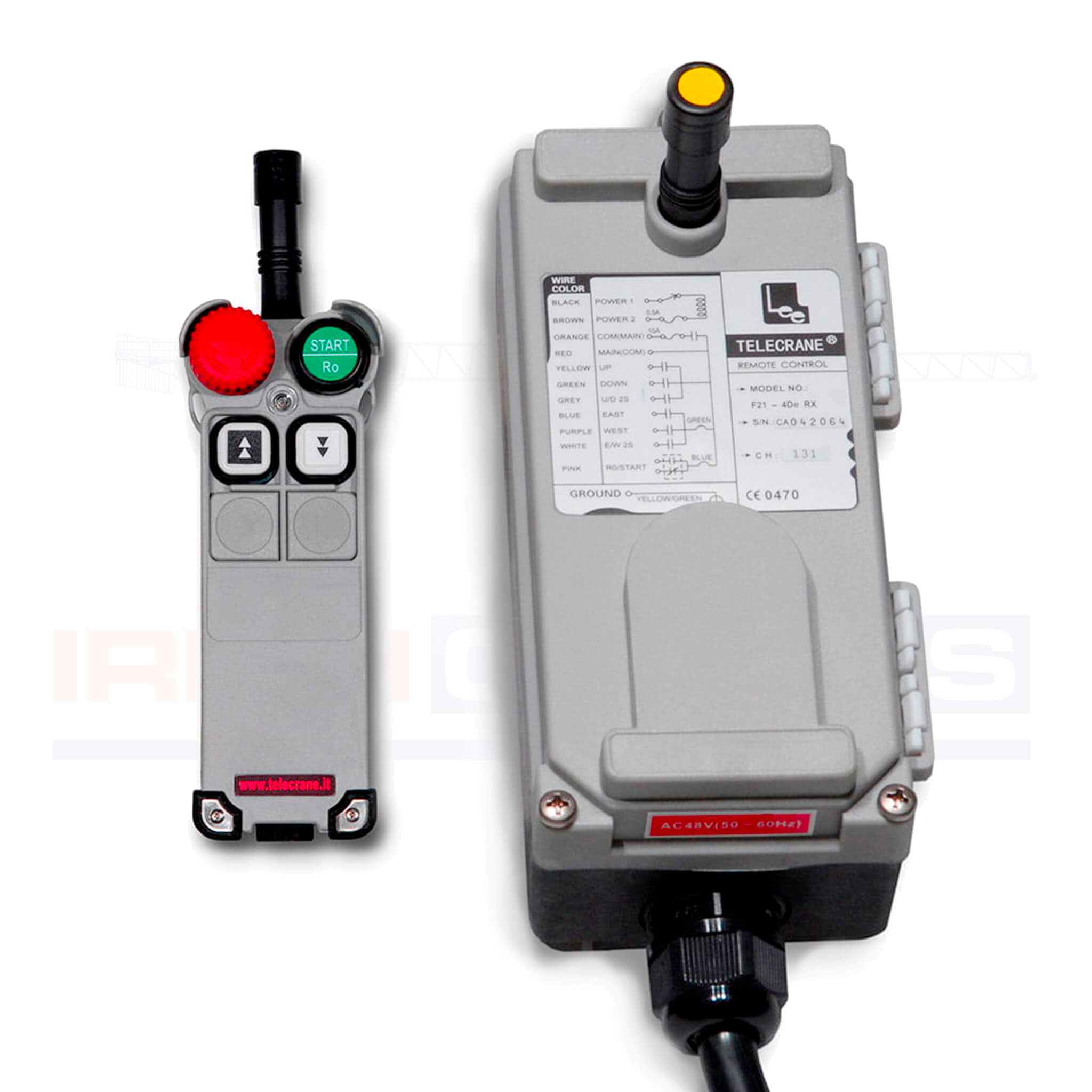 Hoist 1 Transmitter + 1 Receiver Crane Wireless Remote Control F21-4D AC/DC65V-440V 